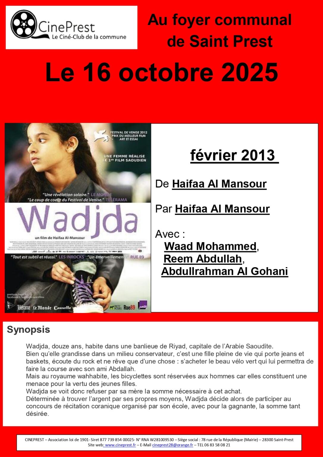 PROJECTION CINÉPREST - JEUDI 16/10 20H - OUVERTURE DE LA SAISON 2025-26