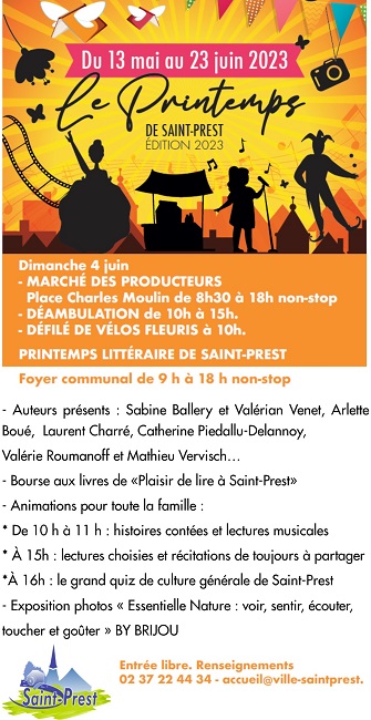 MARCHÉ DES PRODUCTEURS - DÉFILÉS VÉLOS FLEURIS - PRINTEMPS LITTÉRAIRE - EXPO PHOTOS - 04 JUIN - 8H30 A 18H00 NON-STOP  - PLACE CHARLES MOULIN ET FOYER