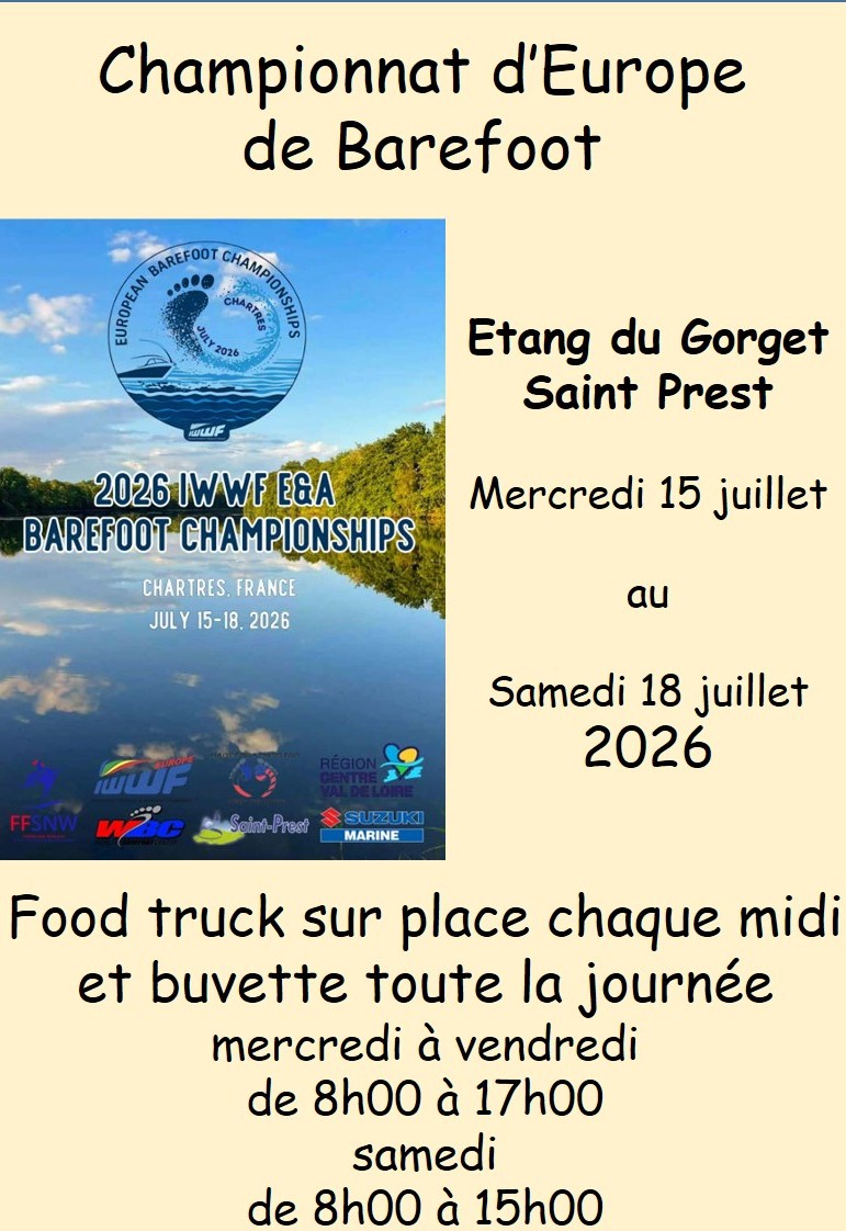 CHAMPIONNAT D'EUROPE DE BAREFOOT DU 15 AU 18 JUILLET 2026