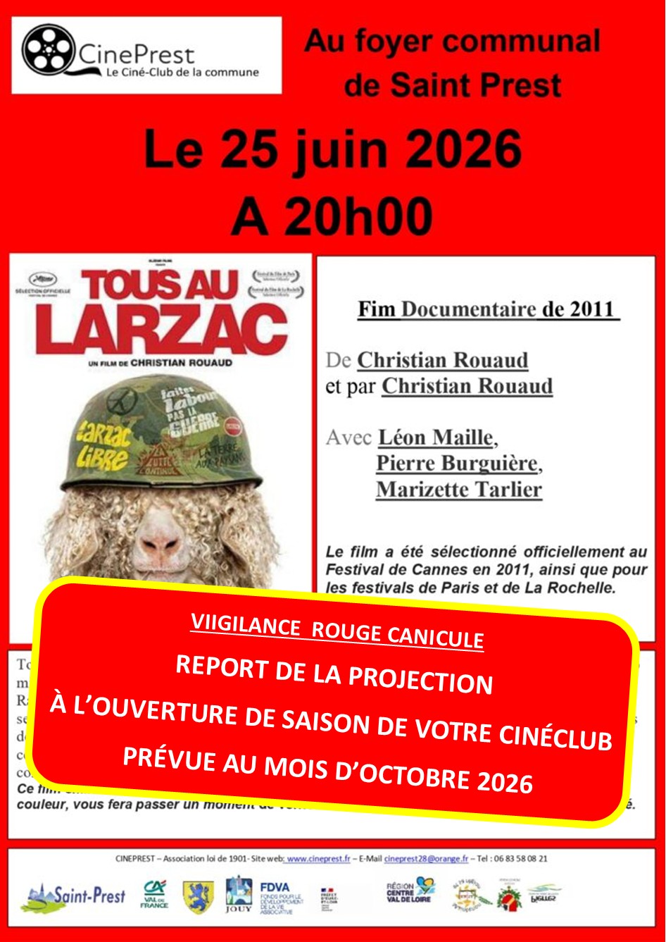 VIGILANCE ROUGE CANICULE - REPORT PROJECTION CINÉPREST DU 25/06 À OCTOBRE 2026
