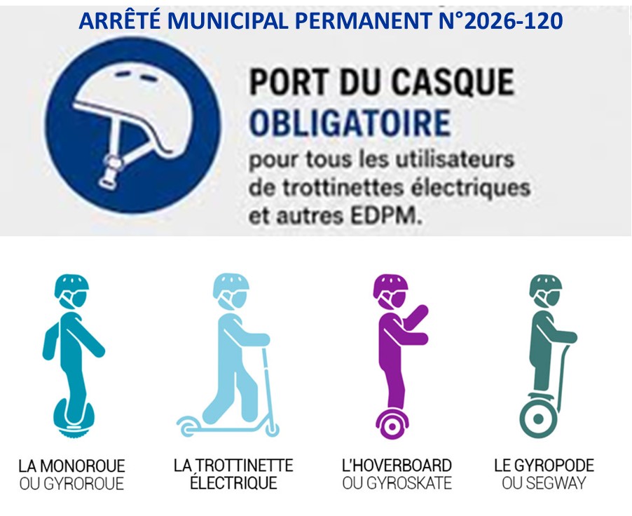 PORT OBLIGATOIRE DU CASQUE POUR LES CONDUCTEURS DE TROTTINETTES ELECTRIQUES