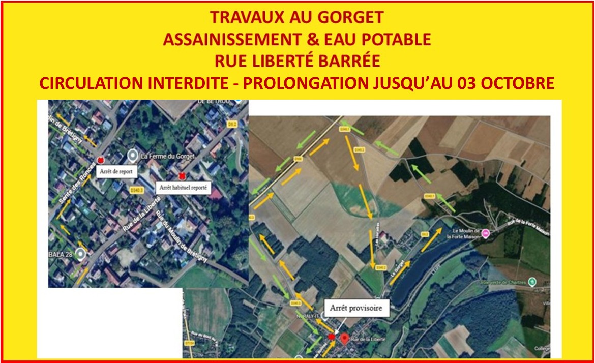 TRAVAUX ET ARRÊTES DECIRCULATION INTERDITE RUE DE LA LIBERTÉ - PROLONGATION JUSQU'AU 03 OCTOBRE