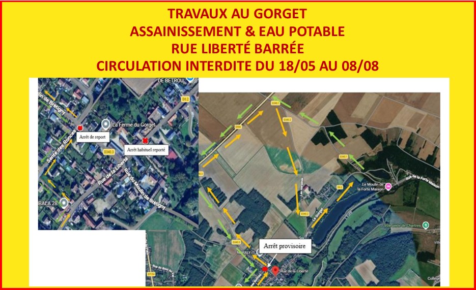 TRAVAUX AU GORGET ASSAINISSEMENT & EAU POTABLE  - RUE LIBERTÉ BARRÉE DU 18/05 AU 08/08