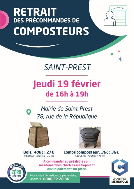 CHARTRES METROPOLE : COMMANDE et RETRAIT DE COMPOSTEURS ET LOMBRICOMPOSTEURS