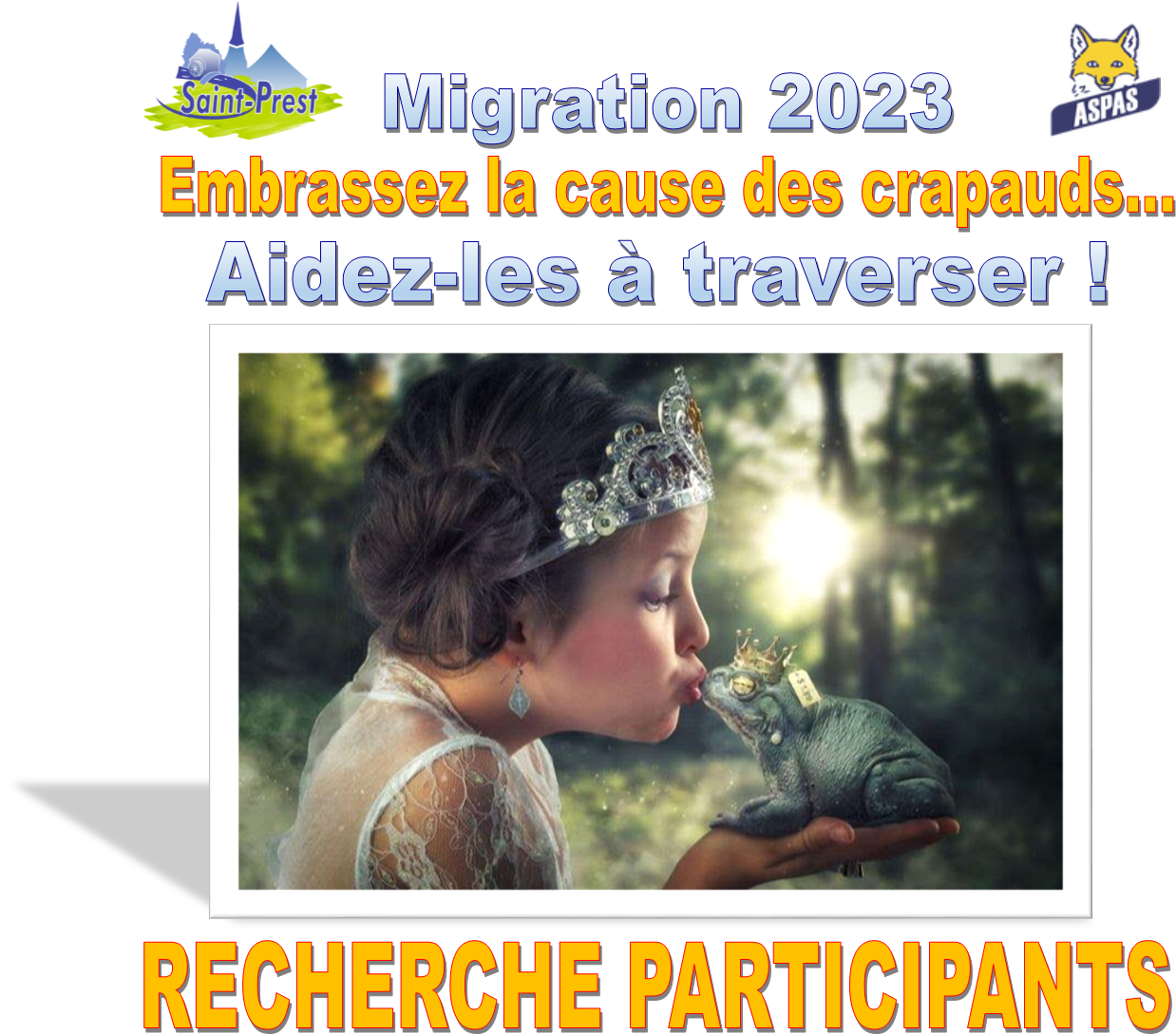 EMBRASSEZ LA CAUSE DES CRAPAUDS… AIDEZ-LES A TRAVERSER - RECHERCHE PARTICIPANTS