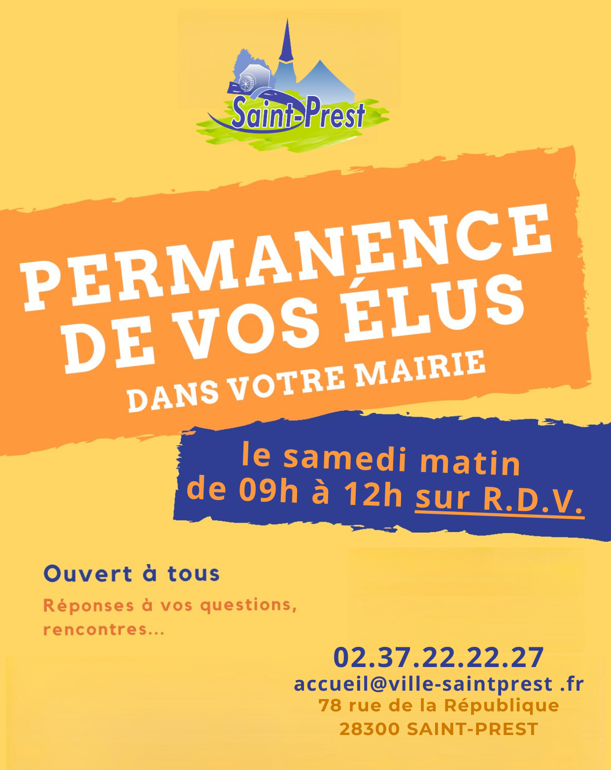 PERMANENCES DE VOS ÉLUS DANS VOTRE MAIRIE SUR R.D.V SAMEDI 09H-12H